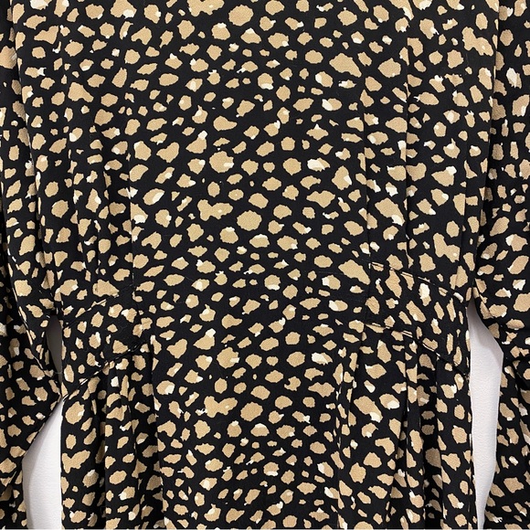Zara long-sleeve mini dress with tie waist- tan and black animal print - Picture 8 of 10